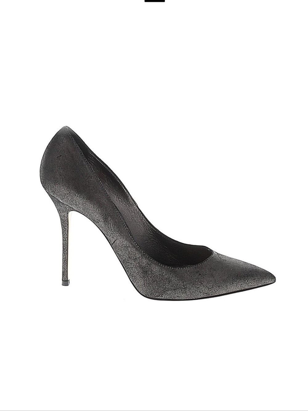 CASADEI Metallic Charcoal Pewter Pointed Toe Stiletto Heels Pumps 7.5